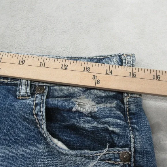 Silver Jeans Sam Denim Shorts Womens 28‎ Medium Wash Distressed Cuffed 30x4.5 - Picture 9 of 12